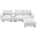 [VIDEO+NEW]109*57' Modern Sectional Cloud Sofa with Console,USB charger,Reading Light,Cup Holder,Wide Seat,4 Seat Chenille Modular Couch,Storable Indoor Funiture for Living Room,Apartment,2 Colors