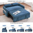 55.1' Pull Out Sleep Sofa Bed Loveseats Sofa Couch with Adjsutable Backrest, Storage Pockets, 2 Soft Pillows, USB Ports for Living Room, Bedroom, Apartment, Office, Blue (Old SKU: WF315689AAC)