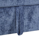 L-shaped Convertible Sofa Bed with Pull-Out Bed, Cup Holders, and Storage Space, Blue Chenille, 120.5'