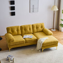 Modern Velvet L-Shaped Sectional Sofa for Living Room or Bedroom, Yellow, 82.6'