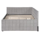 Full Size Upholstered L-Shaped Upholstered Daybed with Twin
Size Pop Up Trundle and USB ports, Gray