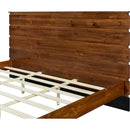 Mid-Century Modern Solid Wood Bed Frame King Size Platform Bed with Six-Piece Headboard Design, No Box Spring Needed, Brown