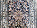 Semi Antique Fine Persian Nain Rug, Ivory & Blue, Wool with Silk Accents, 3'9" x 6'2"