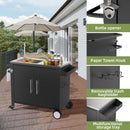 Outdoor Grill Cart with 304 Stainless Steel Sink and Cabinet, Black and Silver, L38' x W18' x H35'
