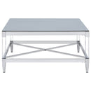 Lindley Square Tempered Mirror Acrylic Coffee Table Chrome