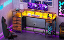 60 Inch Computer Desk With Storage Drawers And LED Lights