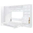 Full Size Murphy Bed Wall Bed with Closet , Drawers and Shelves, White