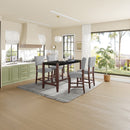 5-Piece Counter Height Dining Set, Faux Marble Bar Table with 4 Upholstered Chairs, Mid-Century Style for Kitchen or Small Spaces