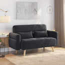 46-Inch Small Modern Fabric Loveseat Dark Gray Solid Wood Legs