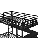 FULL Over Twin Bunk Bed with Desk and Shelves, Multiple Placement, with LED and USB, Black