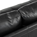 Mirod Mid-Century Modern PU Leather 3-Seat Sofa, Tufted Design, Solid Wood Legs, 2 Bolster Pillows, Comfortable Couch for Living Room & Home Office
