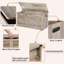 Grey Wooden Entryway Storage Bench Chest With Safety Hinges 39.4 Inch