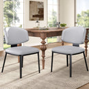 Modern PU Leather Upholstered Dining Chairs, Gray, Metal Legs, Set of 2