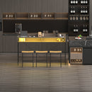 59 inch bar table, dining table, sofa table with power socket and LED light, 3 saddle stools, 4-piece bar table and chairs set for living room, dining room and kitchen