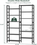 Double Wide Black Bookshelf Freestanding 6 Feet Tall
