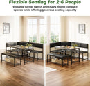 Corner Dining Table Set Space Saving Graphite Grey 4To6