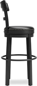 Valebeck 30.38 Black Upholstered Pub Height Swivel Barstool