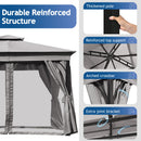 TREXM 10x12 Outdoor Gazebo Tent with Double Roofs, Patio Gazebo with Mosquito Netting and Privacy Screens, Patio Canopy for Shade and Rain for Backyard, Garden, Lawn and Deck (Grey)