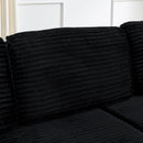 Modern Minimalist Style L Shape Modular Sectional Sofa with Corduroy Finish in Black