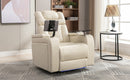 Home Theater Recliner with 270 Degree Swivel, PU Leather, Power Recliner with Tray Table, Phone Holder, Cup Holder, USB Port, White