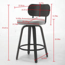 Swivel Bar Stools Set of 2, 26' Upholstered Faux Leather Counter Height Barstools with Walnut Back & Bentwood Legs, Mid Century Modern Bar Chairs Island Stools for Kitchen Counter, Black PU, SW1864BK