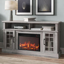 58 Inch Rustic TV Stand With Electric Fireplace And Storage