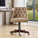 Medieval Retro Style Sheepskin Pattern Fabric Home Office Chair with Lift, Swivel and Recline Functions,Brown color