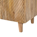 TREXM Wood Accent Cabinet with Storage, Rustic Mango Wood Storage Cabinet with Fluted Design and Adjustable Shelf for Dining Room, Kitchen, and Living Room (Natural)