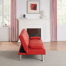 67-inch Red Leather Multifunctional Double Folding Sofa Bed with Coffee Table for Office Use