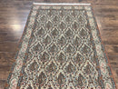 Persian Qum Rug 5x6, Cream Wool Hand Knotted Carpet, Repeated Boteh Paisely Design, Semi Antique Vintage Rug, Very Fine Weave 5 x 6 Rug
