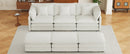 Modern Modular Sofa Couch Upholstered in Corduroy with Side Storage and Movable Ottomans, Beige, 112.6'