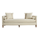 Beige Chenille Upholstered Chaise Lounge with Nailheads, Sleeper Sofa Couch With 4 Throw Pillows&2 Bolsters, Daybed with Rubberwood Legs, 75.2'' Wide