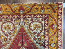 Antique Turkish Prayer Rug 3x5, Hand Knotted Turkish Melas Oushak Wool Carpet, Mehrab Rug, Orange & Red Vintage Rug 3 x 5 Collectible