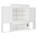 Queen Size Murphy Bed with Desk, Vanity and Cabinets, White