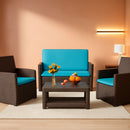 4 Piece Outdoor Patio Furniture Set Wicker Conversation