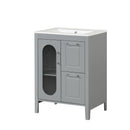 24' Bathroom Vanity with Sink, Bathroom Vanity Cabinet with Two Drawers and Door, Adjustable Shelf, Solid Wood and MDF, Grey (Old Sku:WF309411AAE)