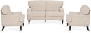 Three Piece Living Room Furniture Set With Linen Fabric Loveseat And Two Accent Chairs Off White