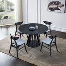(1 Table+4 Chairs)Modern Dining Table Set of 5 pcs,Wooden Dining Table and Upholstered Chairs for Living Room,Round Kitchen Set with Sturdy Legs for Restaurant,Black