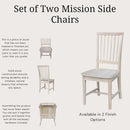 Mission Side Dining Chairs Set Of 2 Solid Parawood Unfinished 39.2 Inch Height