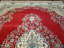 9' X 12' Vintage Handmade India Medallion Wool Rug Vegetable Dyes Nice Red