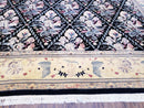 Black Kirman Rug, 8x11 - 9x12 Rug, Sino-Persian Rug, Floral Oriental Carpet, Handmade Rug, Black and Ivory Rug, Room Sized Area Rug, Wool