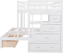 White Triple Bunk Bed With Storage Staircase Full Over Twin And Twin Bunk Bed