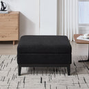33.86'W Upholstered Wood Base Storage Ottoman with Reversible Lid Coffee Table, Foot Stool Square Footrest with Rubberwood Legs for Living Room Bedroom Entryway and Office, Black Boucle.
