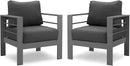 All-Weather Outdoor Metal Armchair Set with Cushions