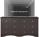 6 Drawer Dresser And TV Stand For 65 Inch TV Brown