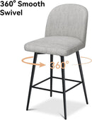 Counter Height Bar Stools 26 Inch 360 Swivel Grey Set of 3