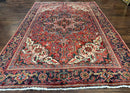 Persian Heriz Rug 6.6 x 9, Geometric Wool Persian Carpet