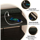 Black Nightstand With LED Lights And Built In Charging