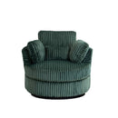 Oversized 360 Degreed Swivel Accent Chair Modern Soft Plush Corduroy Round Barrel Chair for Living Room Bedroom with Pillows, Green