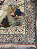Vintage Persian Qum Pictorial Rug 5x7 - Wool & Silk